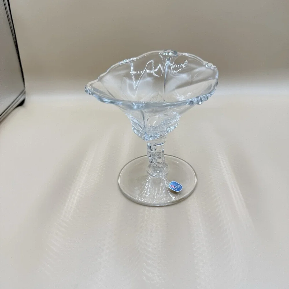 A. H. Heisey Puritan Colonial Clear Glass Pedestal Compote Dish 1950s Crystal